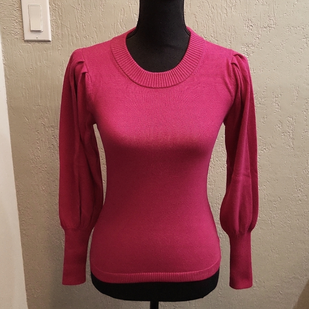 Ann Taylor Crew Neck Puff Sleeve Sweater